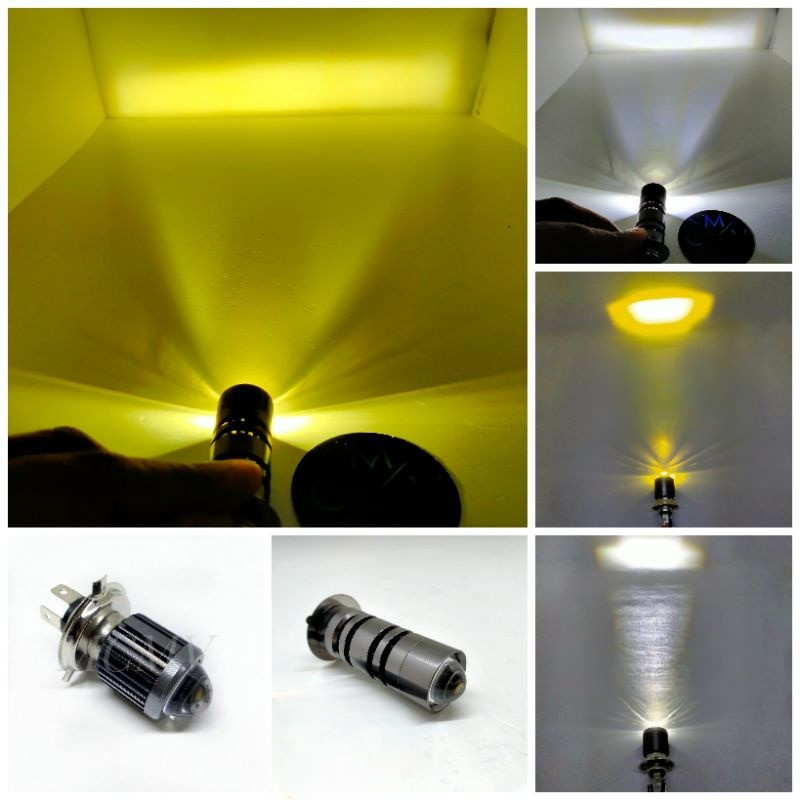 LAMPU MOTOR LED H6 & H4 LASER PROJIE 2IN1 PUTIH KUNING / PROYEKTOR BOHLAM LAMPU DOP LED PROJIE PROYE