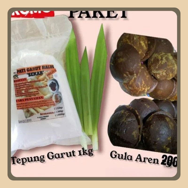 

Tepung Pati Garut 1kg+Gula Aren 200gram SEKAR
