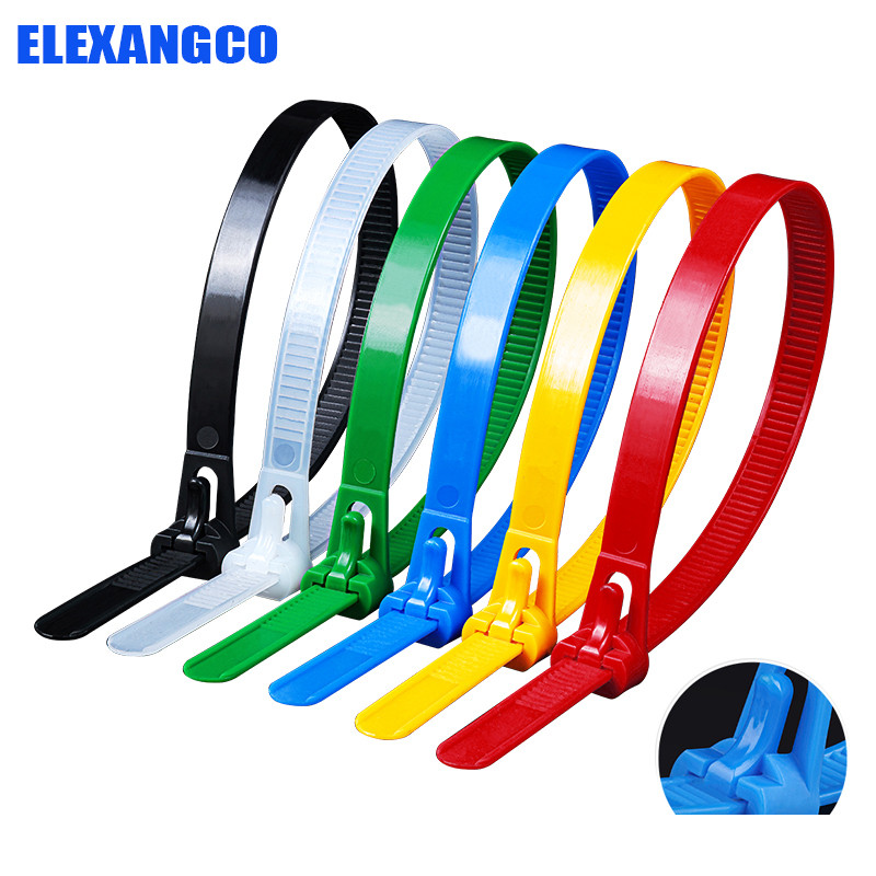 

100PCS 4X150mm 5X200mm Reusable Zip Ties Heavy Duty 6 Colors Removable Cable Ties Releasable Indoor Outdoor Nylon Wrap for Wire