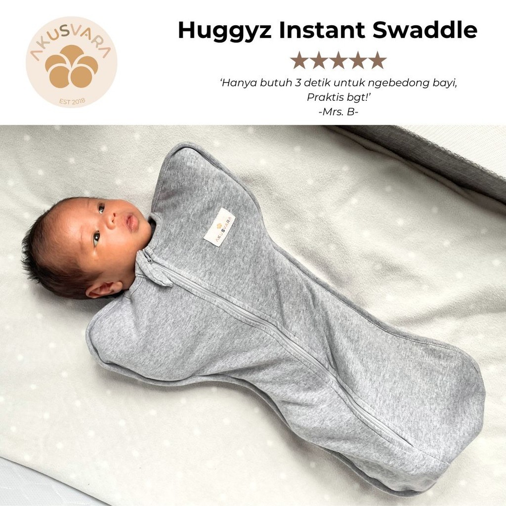 AKUSVARA - Huggyz Instant Swaddle, Bedong Instan Premium in Grey