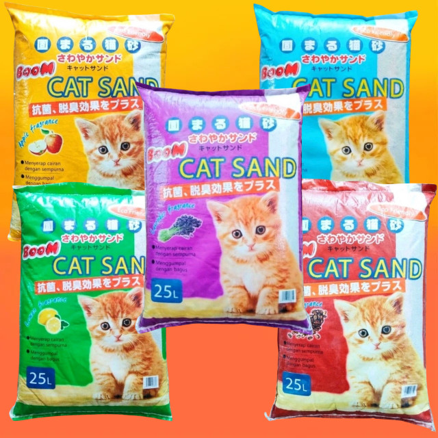 BOOM CAT SAND PASIR KUCING CAT SAND 25 LITER PASIR KUCING PASIR GUMPAL AROMA CO