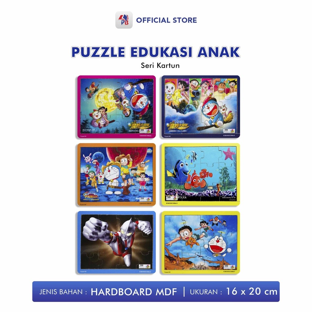 Puzzle Edukasi Anak / Puzzle Kayu / Puzzle Anak Kartun Finding Nemo Doraemon Ultraman / King Puzzle 