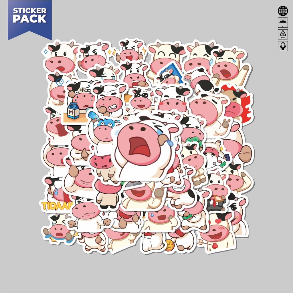 

[100PCS]Stiker Pack Sticker Hewan Sapi Aesthetic Vinyl Anti Air Dekorasi Sticker Laptop Buku Journal Koper Helm Casing HP Gitar Helm Skateboard