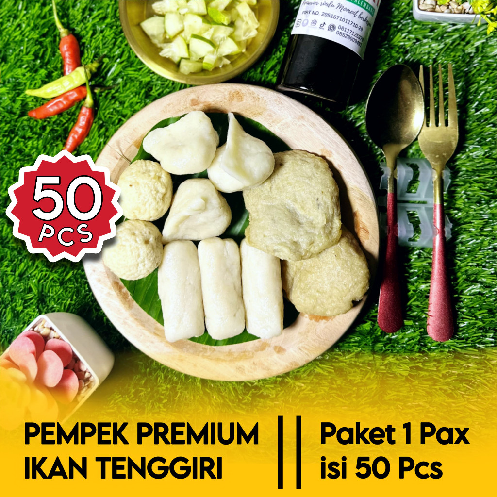 

Pempek Premium Ikan Tenggiri isi 50Pcs, 30&15 Pcs P-IRT 2051671011710-29