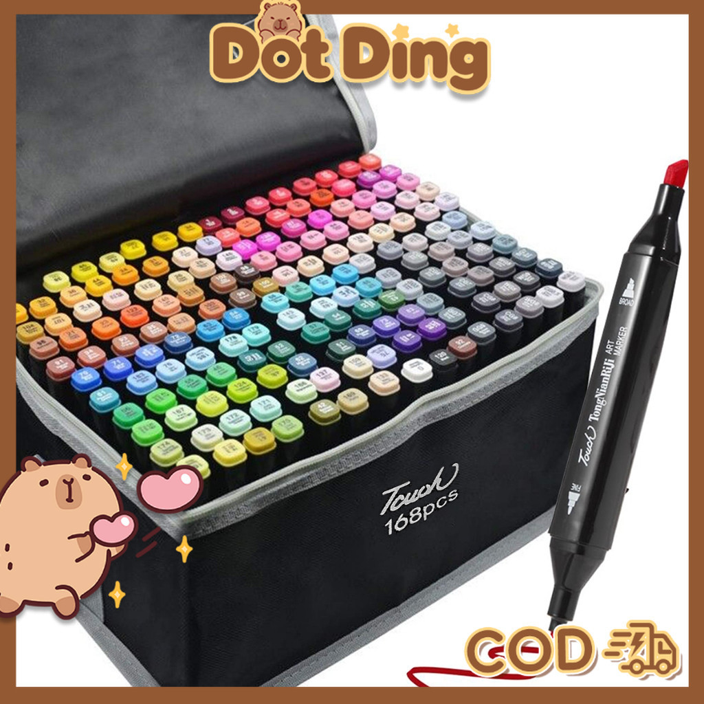 

Jaje.store [DOTDING] Spidol Warna Warni 1 Set Sketch Marker 2 Tip Touch Marker 204/168/80/60/36/24 Warna H232