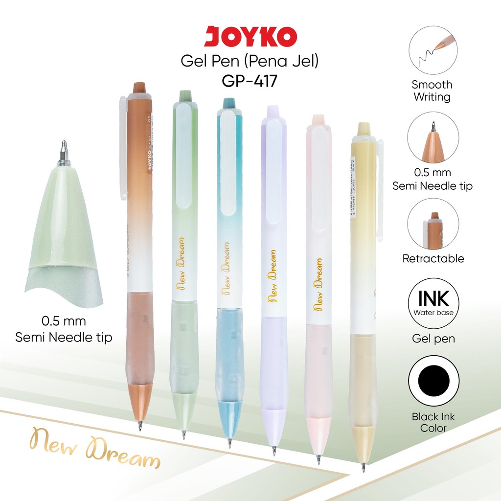 

JOYKO Gel Pen Pulpen Pena GP-417 New Dream Gel 0.5 mm