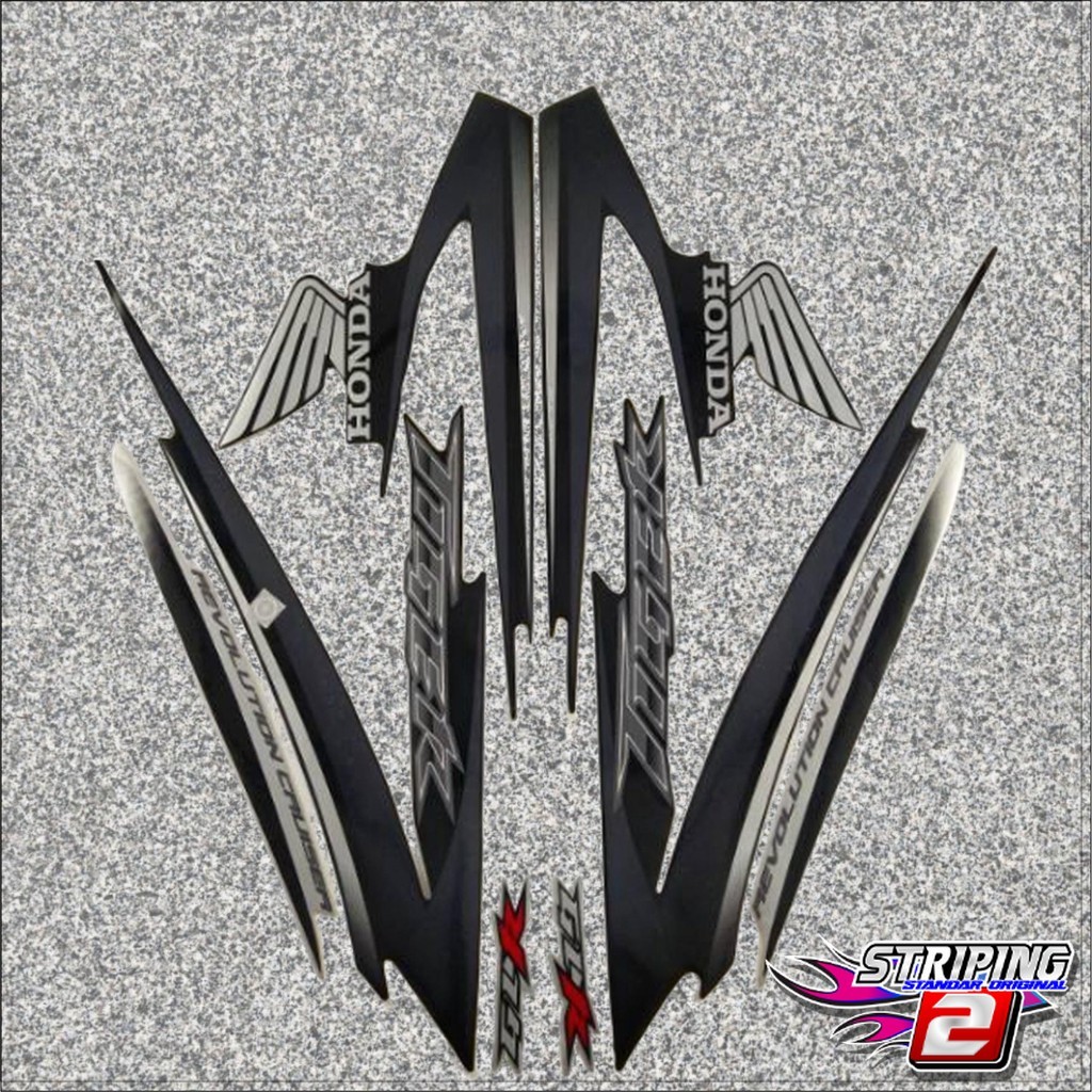 striping lis stiker standar ori Tiger 2009 hitam silver stiker ori Tiger Revo 2009 striping Tiger Re