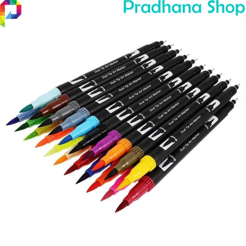 

Spidol Gambar Warna Lengkap Dua Kepala Ujung Double Head Drawing Pen Fine Art Watercolor Pulpen Set Multiwarna