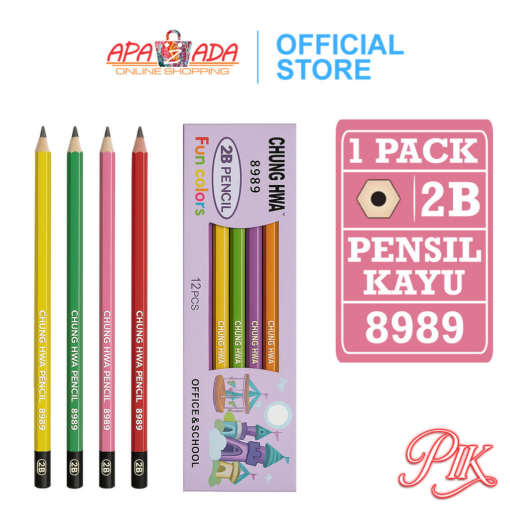 

Apazada Pensil 2B [1 Pack - 12 Pcs Pensil] / Pencil Chung Hwa / Pensil Kayu Murah / Pensil Fancy 8989