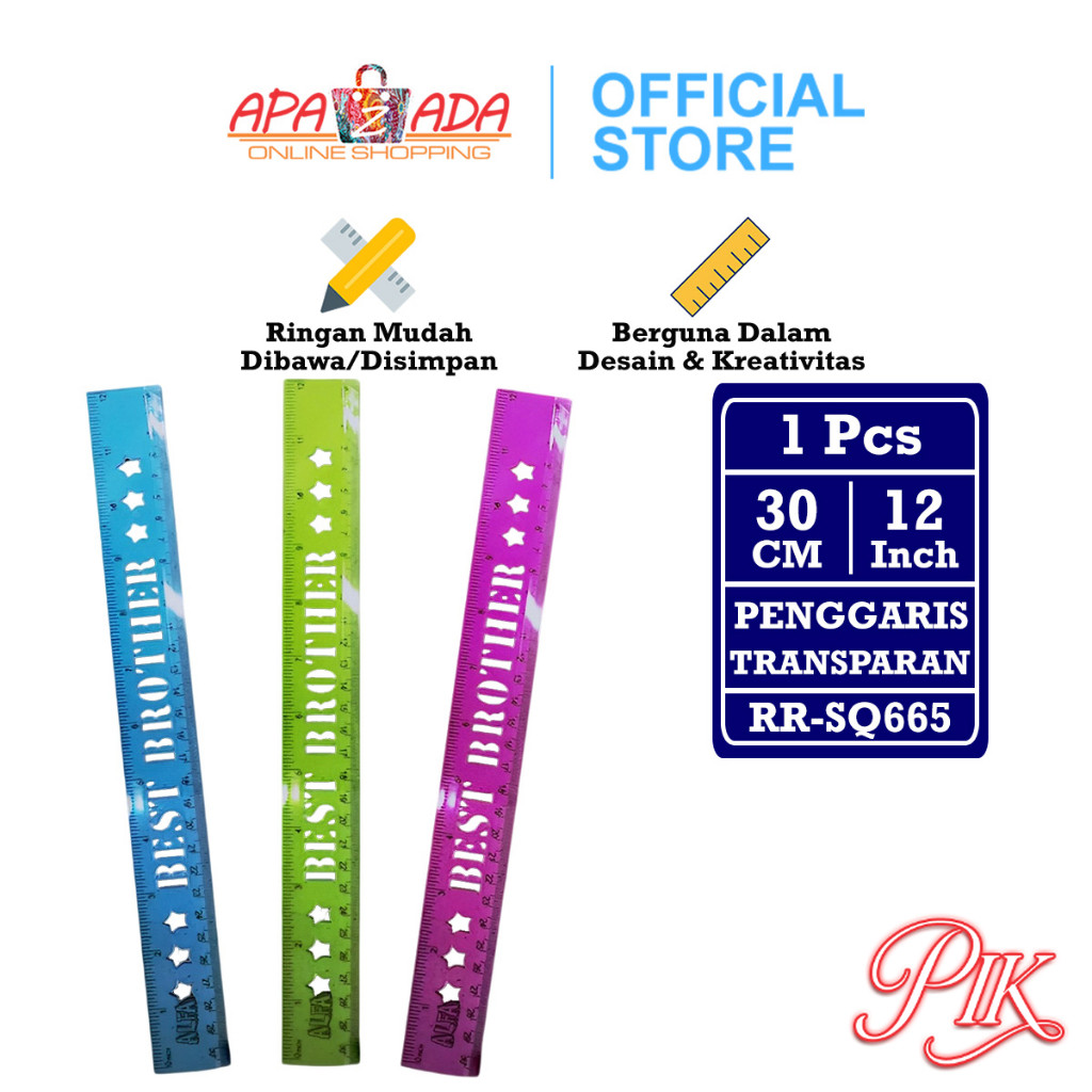 

Penggaris Warna Transparan 30 Cm Satuan [1 Pcs] / Garisan Mika / Transparent Ruler RR-SQ665