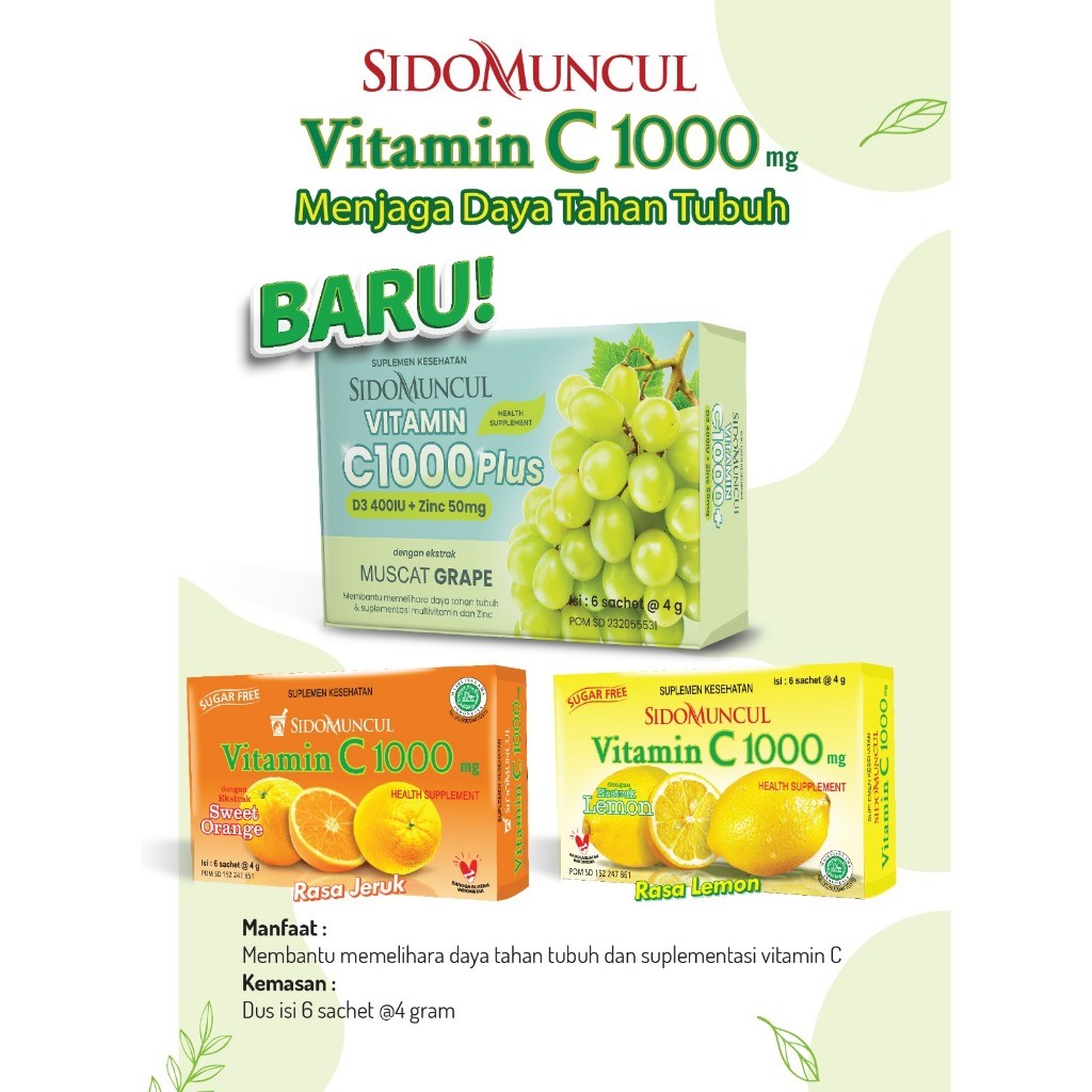 SIDOMUNCUL VITAMIN C1000 PLUS PER SACHET - ANGGUR LEMON JERUK