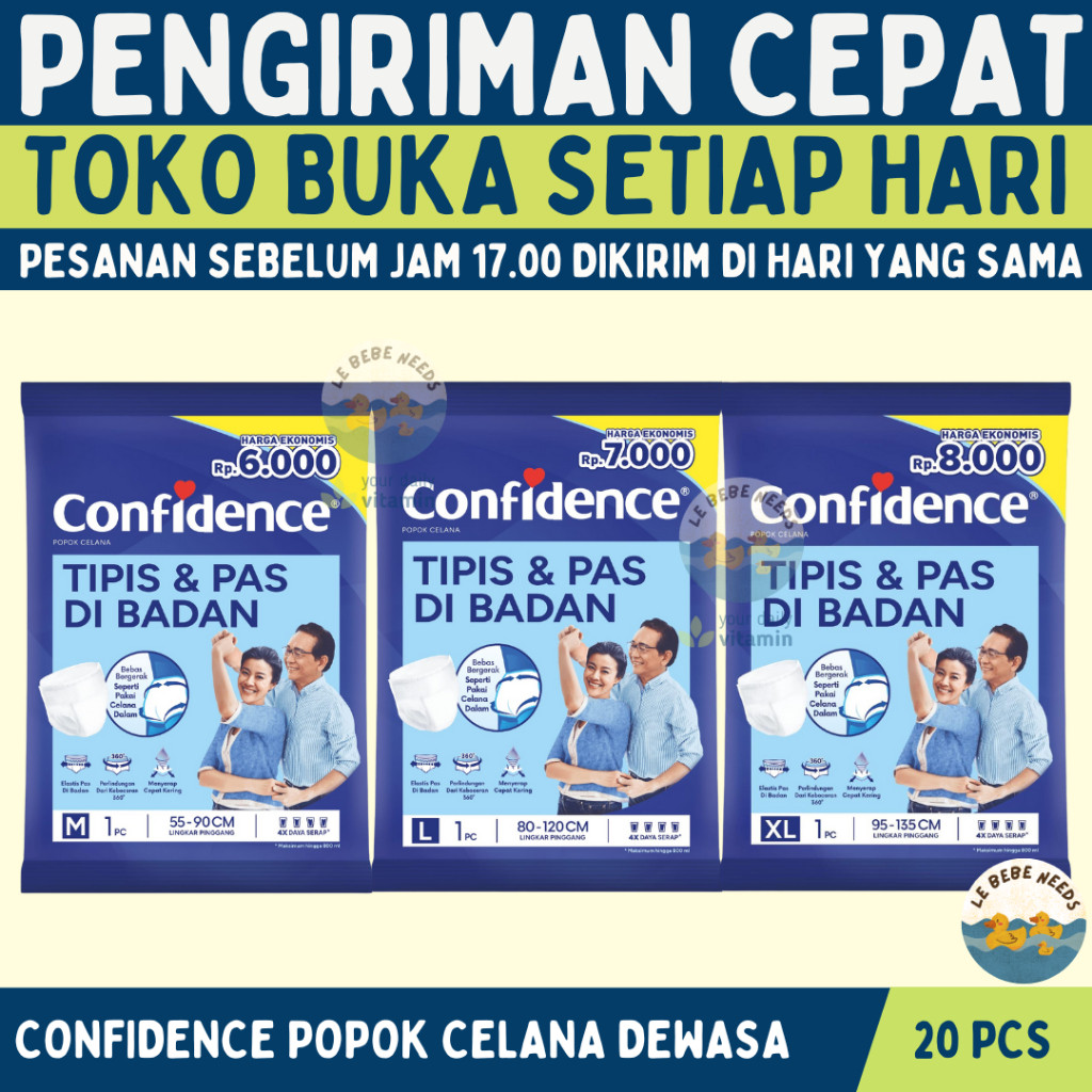 Confidence Popok Dewasa 20 pcs -  Confidence Adult Premium Pants M L XL - Confidence Popok Celana De