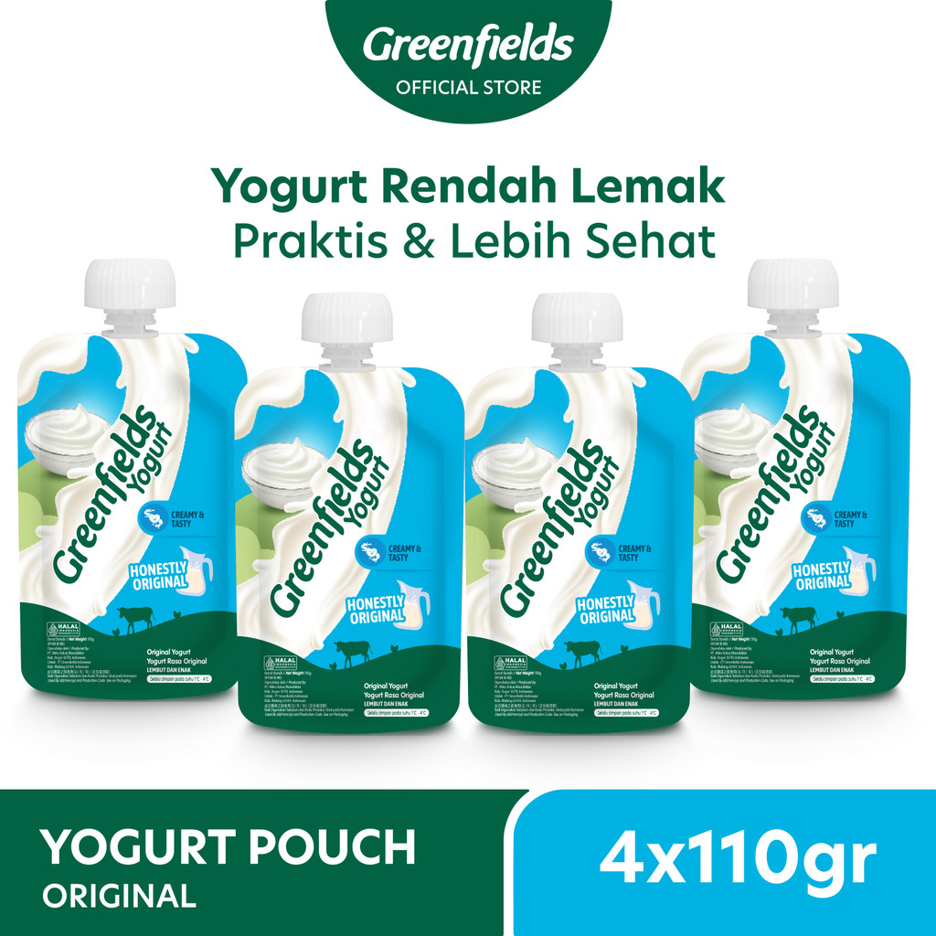 

[Bundling 4] Greenfields Yogurt Pouch Original 110gr - Fresh Yogurt for Daily Healthy Snack