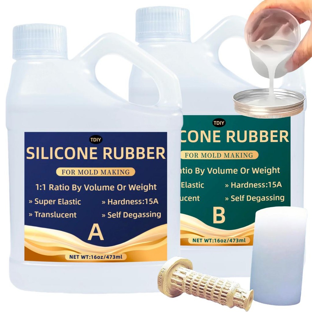 

32oz Silicone Rubber Kit - Fast Curing, Non-Toxic for Mold Making, Casting, Resin, Wax, Soap & DIY Projects - 1:1 Mix, Flexible
