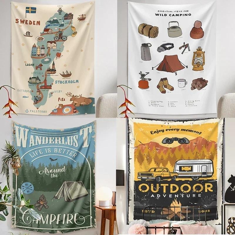 

Beach Towel Rug Teen Retro Outdoor Dorm Camping Logo Wall Mat Picnic Tapestry