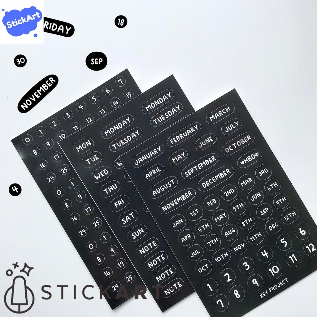 

[STICKART] Days and Monthly Sticker/ Stiker Planner/ Dekorasi Jurnal/ Stiker Bulan Hari BAHAN DAN KWALITAS PREMIUM
