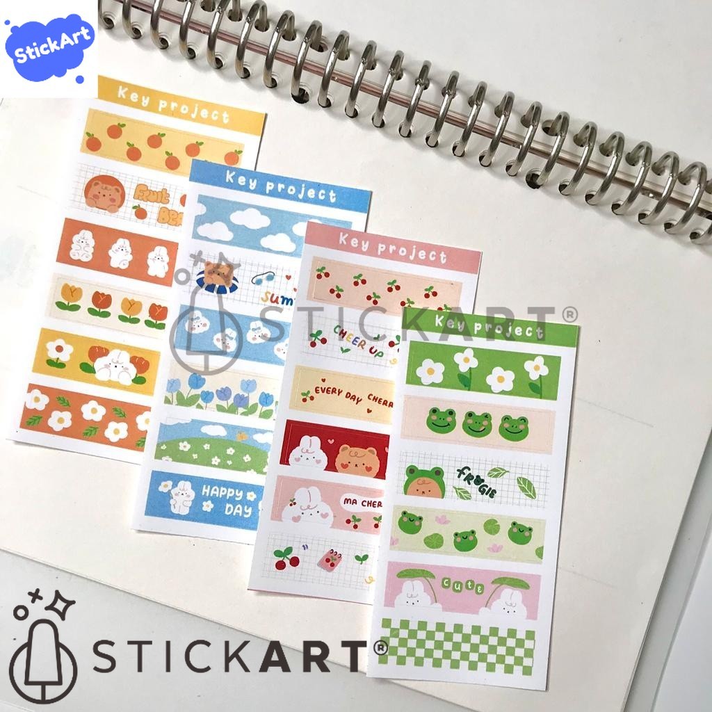 

[STICKART[ Masking Seal Sticker Sheet/ Stiker Washi/ Dekorasi Jurnal/ Planner Deco BAHAN DAN KWALITAS PREMIUM