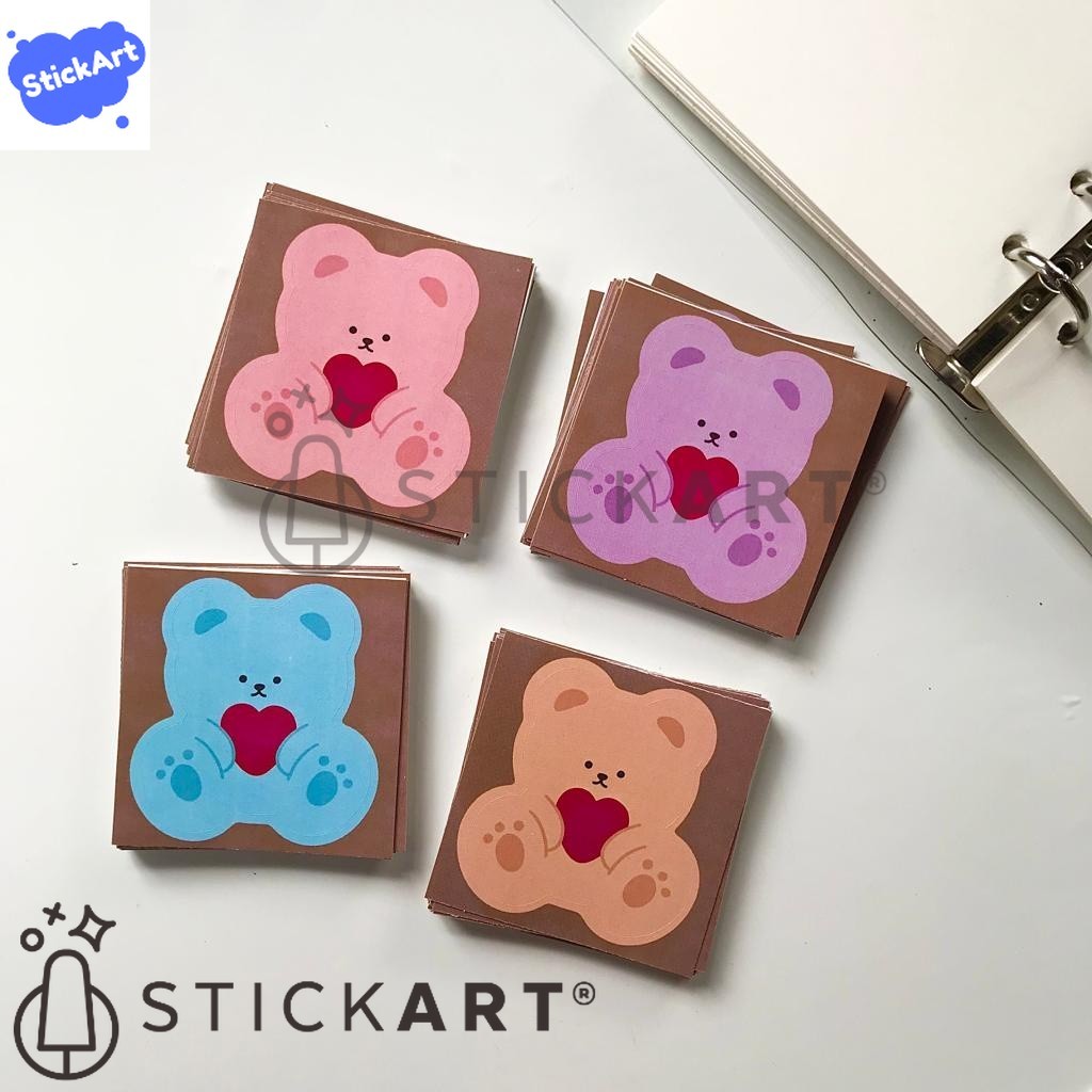 

[STICKART] Mini korean bear removable sticker/ stiker beruang lucu/ stiker jurnal/ dekorasi polaroid BAHAN DAN KWALITAS PREMIUM