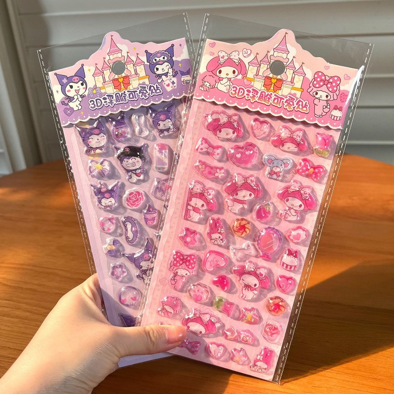 

Sanrio Cartoon Kuromi My Melody 3d Stickers Laptop Cell Phone Case Water Cup Computer Luggage Decorative Stickers Wholesale