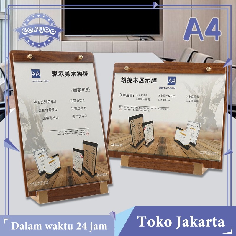 

KAYDEN STORE Stand Menu | Menu Kayu | Wood Sign Holder | Menu Stand With Base