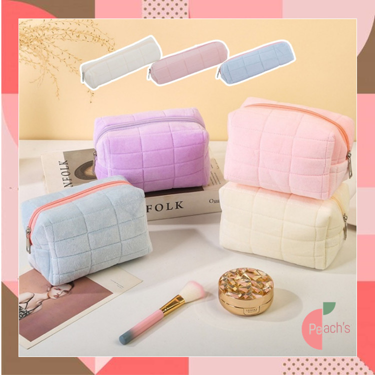 

PEACHs - T5958 Tempat Pouch Pillow Korea / Kotak Pensil Sleting Velvet Aesthetic Pastel / Kotak Pensil Bulu / Make Up Pouch