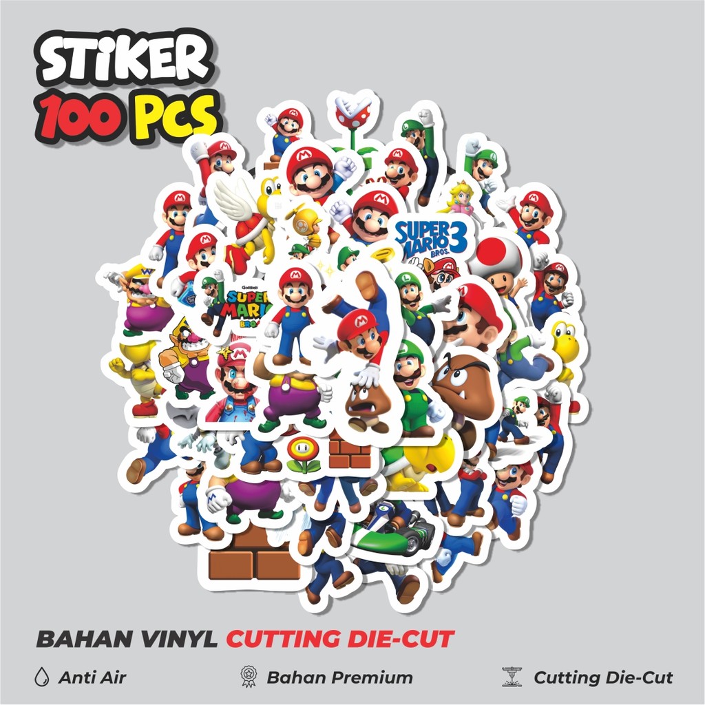 

Terbaru! 50 pcs Sticker Kartun Super Mario Sticker Dekorasi Lucu Kreatif untuk Notebook, Skateboard, HP
