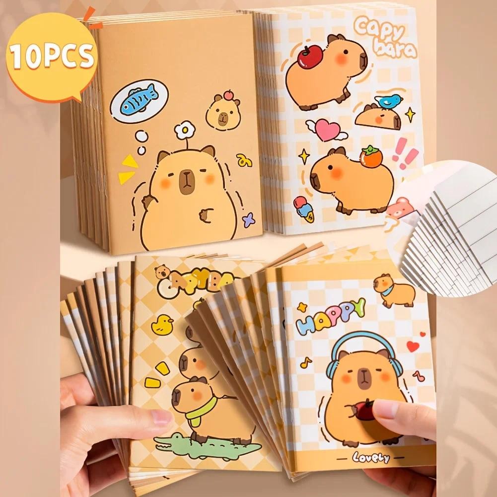 

10 Pcs Kawaii Mini Capybara Notebook Mixed Cute Pocket Notebook Journals Diary Planning Memo Notepad Fun Cartoon Stationery Gift
