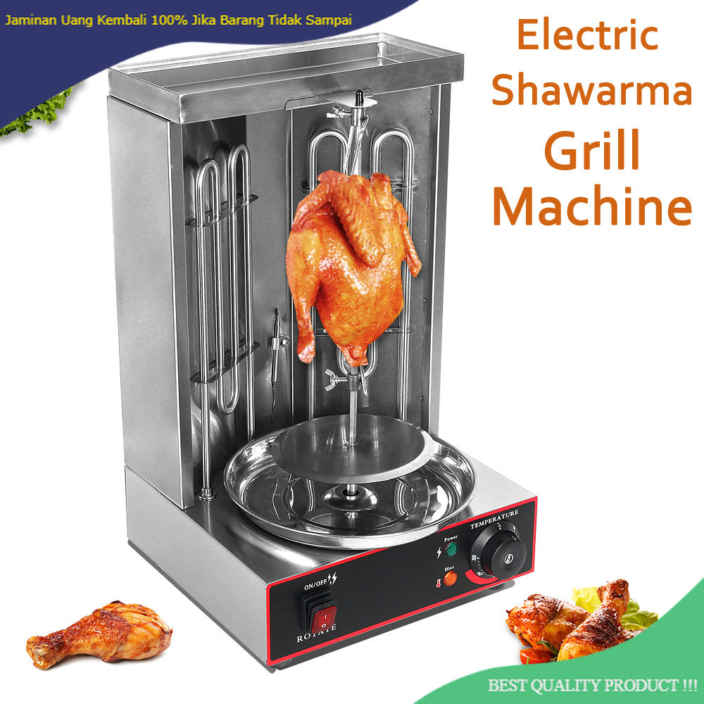 Electric Shawarma Grill Machine Auto Rotating BBQ Meat Kebab Roast Grill Vertical Rotisserie Broiler