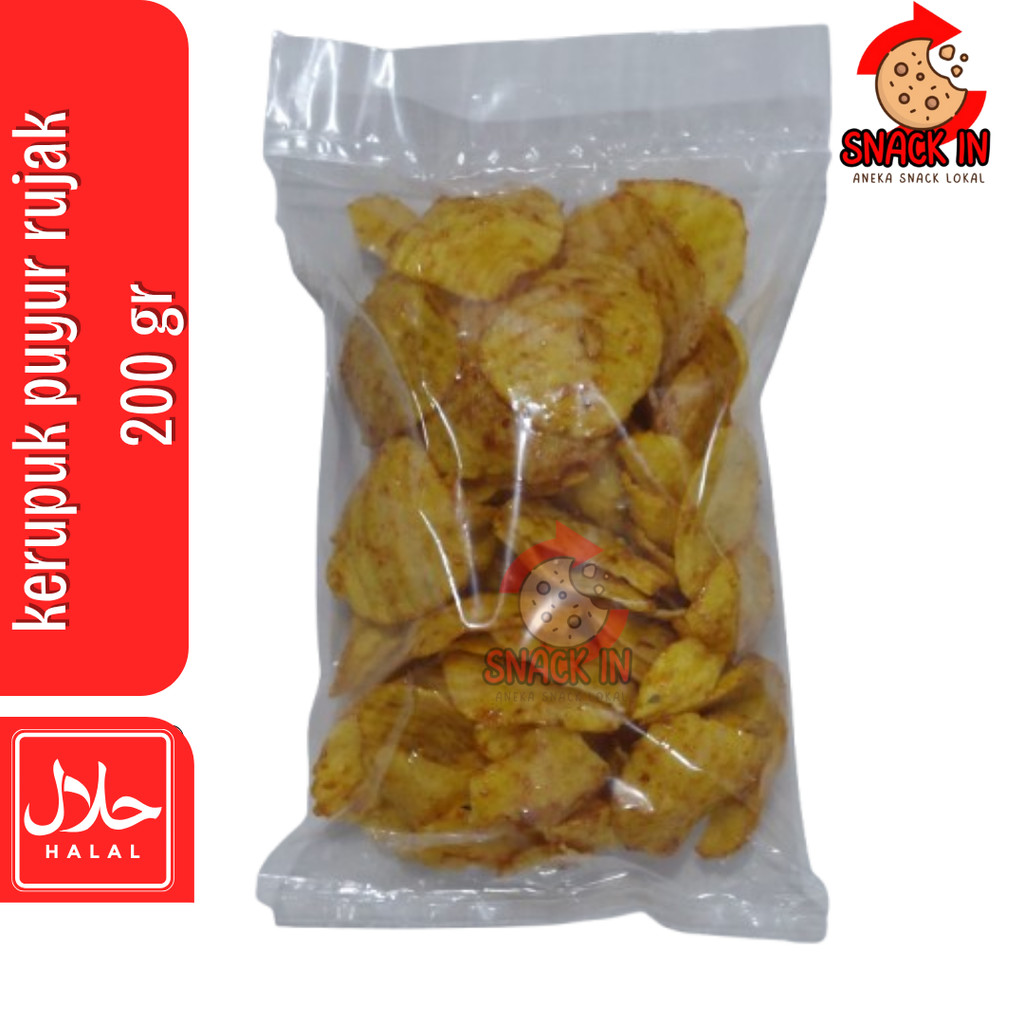 

kerupuk puyur rujak 200 gram krupuk pedas gurih renyah enak