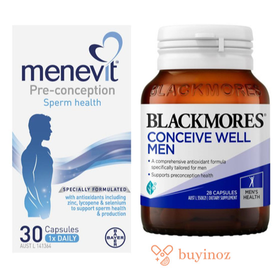 Big sale Menevit Pre-Conception Sperm Health Capsules 30 Pack or Blackmores Conceive Well Men 28 Tab