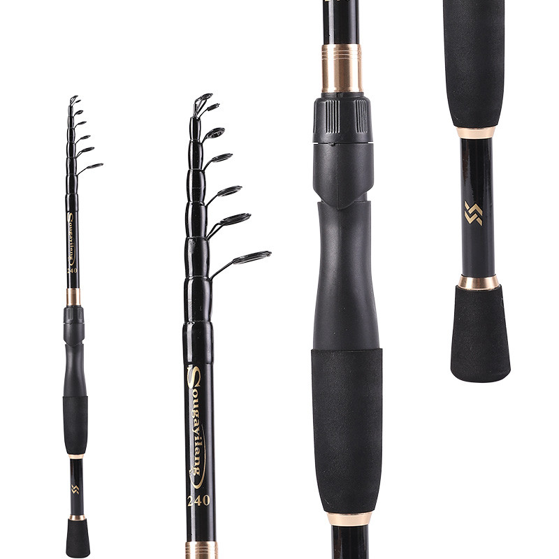Sougayilang 1.8-2.4m Telescopic Fishing Rod Ultralight Weight Spinning/Casting Fishing Rod Carbon Fi