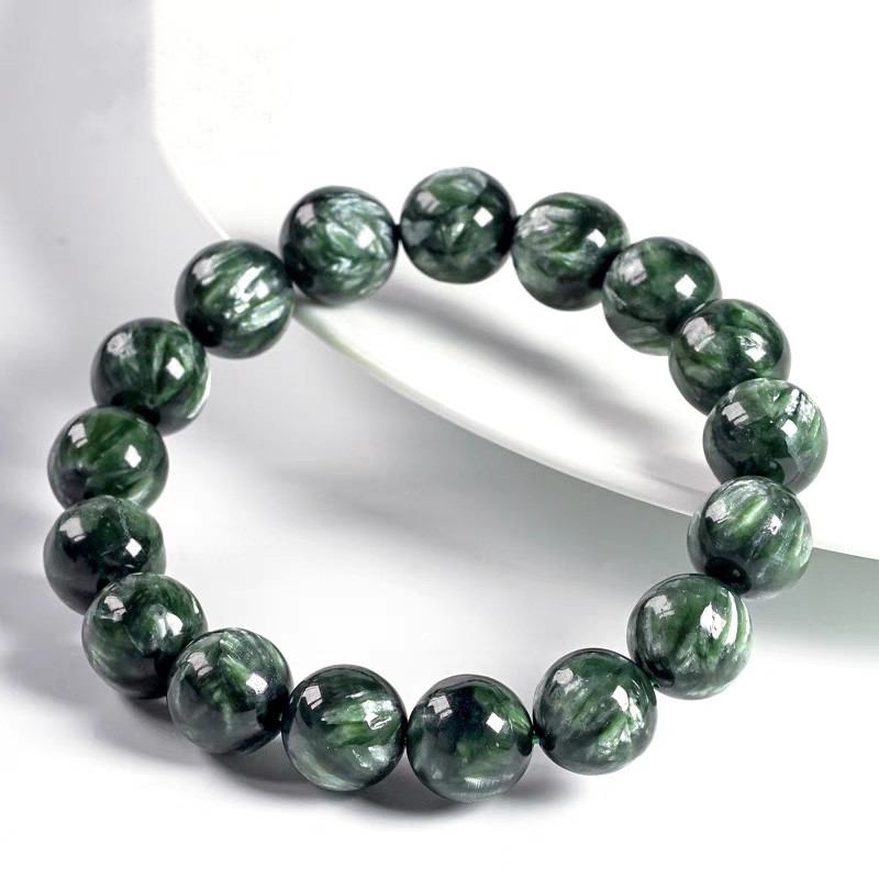 Natural Green Seraphinite Beads Bracelet Women Men Gemstone Seraphinite Bracelet 8mm 9mm 11mm 12mm 1