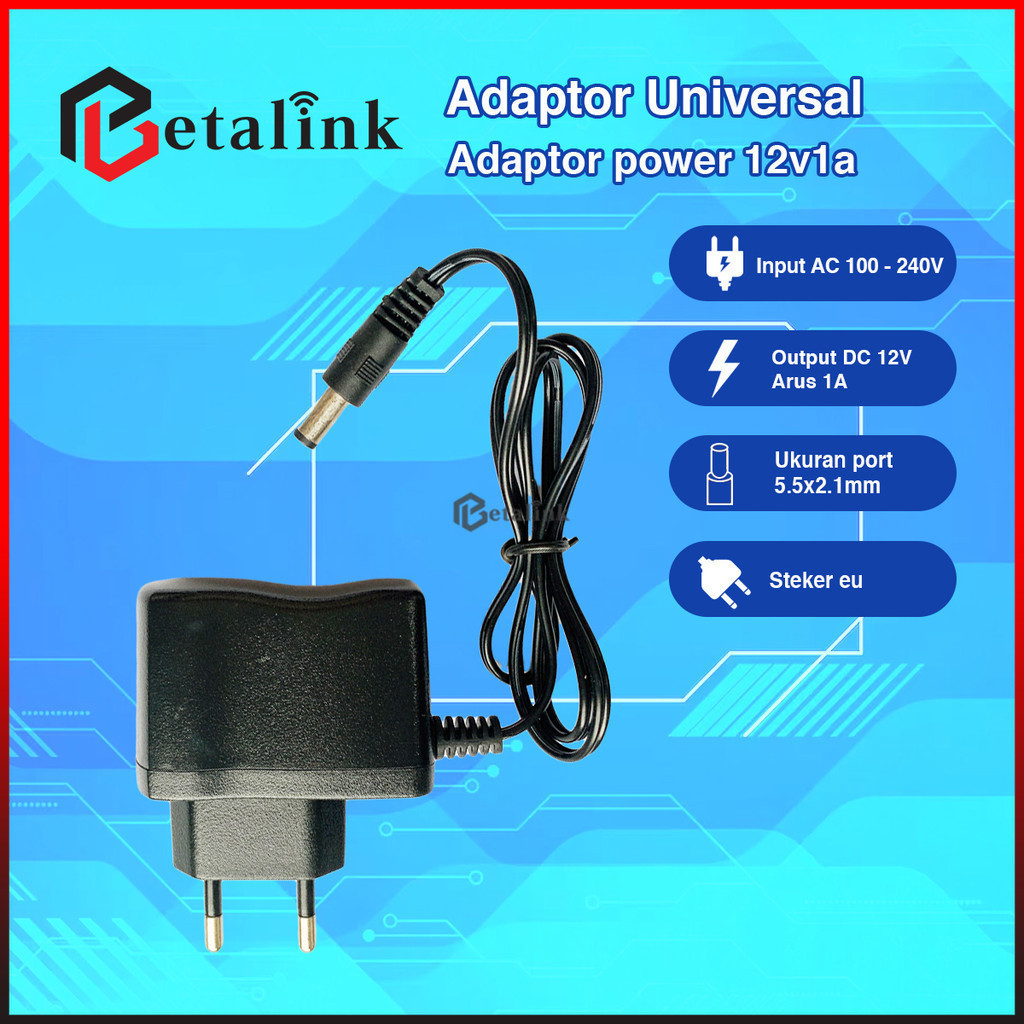 ADAPTER-12V-1A-Adaptor untuk STB ZTE / TV BOX, Kamera CCTV, Router, LED, Kipas, Peralatan Elektronik