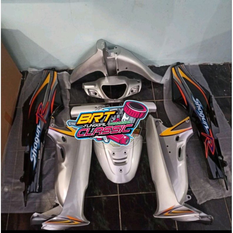 Cover Body Halus Full Set Suzuki Shogun R 110 Hitam Silver