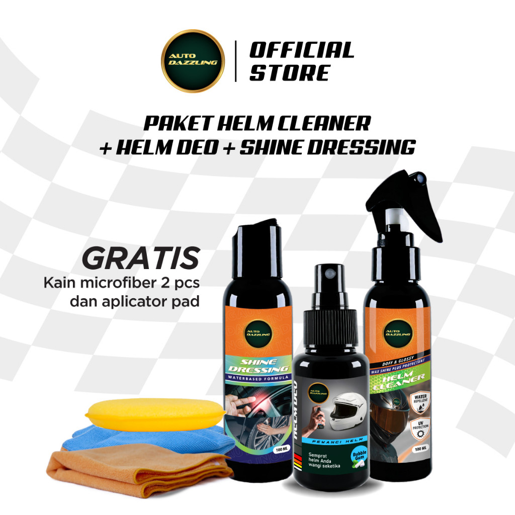 Auto Dazzling Paket Perawatan Helm & Motor Lengkap Bonus  Semir Ban