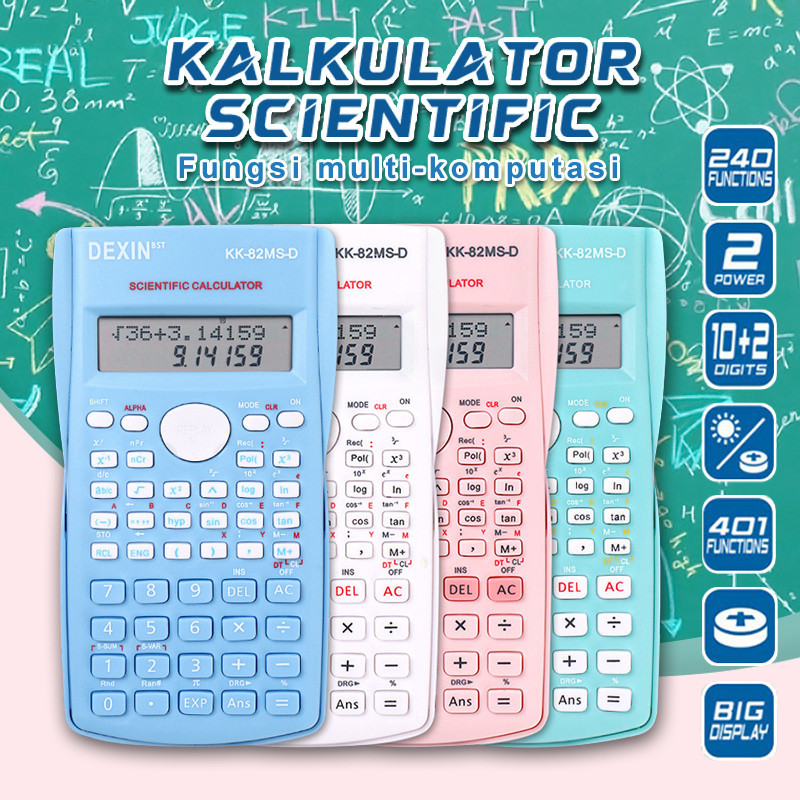 

Kalkulator Ilmiah Dexin KK-82MS-D Warna Pastel Dengan 24 Fungsi Kalkulasi Ilmiah Profesional Free Baterai Lempeng CR