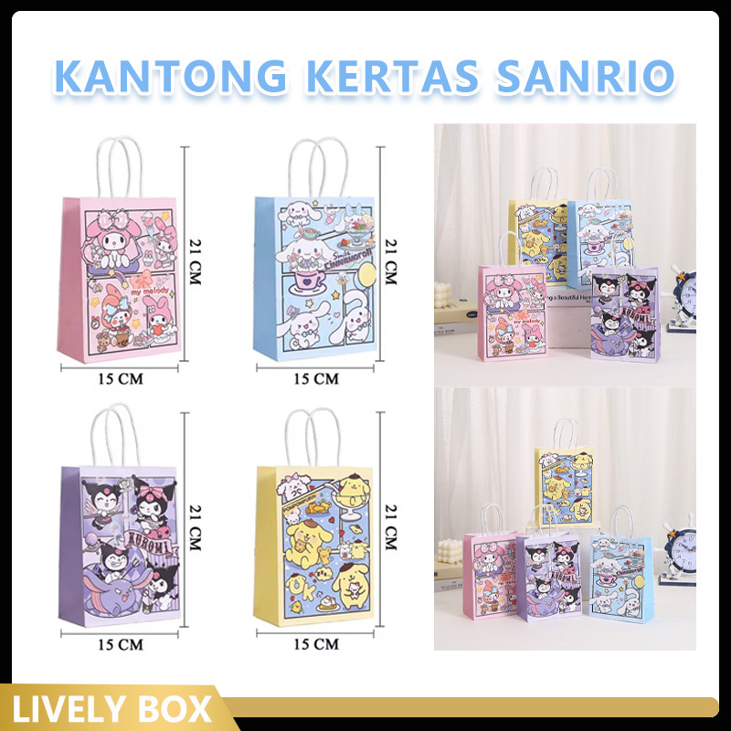 

Kantong Kertas Bertanda Logo Sanrio/Bingkisan Kantong Kertas Snack Anak Tas Hampers Kado Motif Kartun Lucu