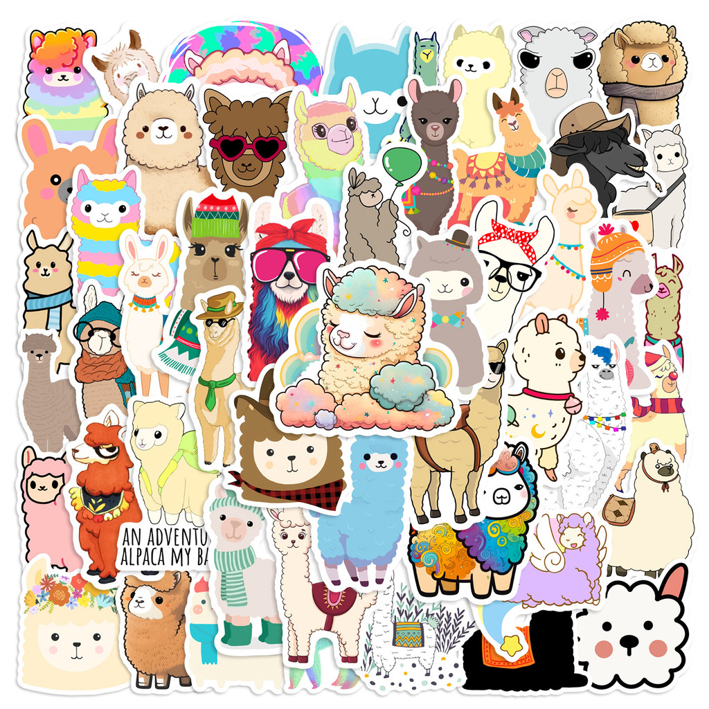 

10/25/50pcs Cute Cartoon Alpaca Stickers for DIY Decor Stationery Suitcase Water Bottle Phone Laptop Skateboard Scrapbooking