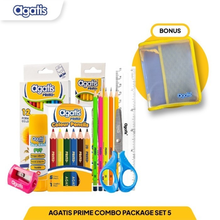 

Asaba Stationery- Paket Alat Tulis/Stationery Set/ Paket Mewarnai Agatis Prime Anak PAUD/TK Oil Pastel Crayon Combo 5