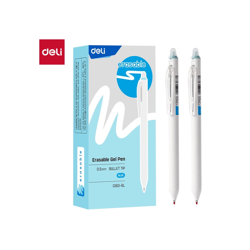 

Pulpen Gel Erasable Deli EG160-BL Kantor 0.5mm Biru bisa di hapus