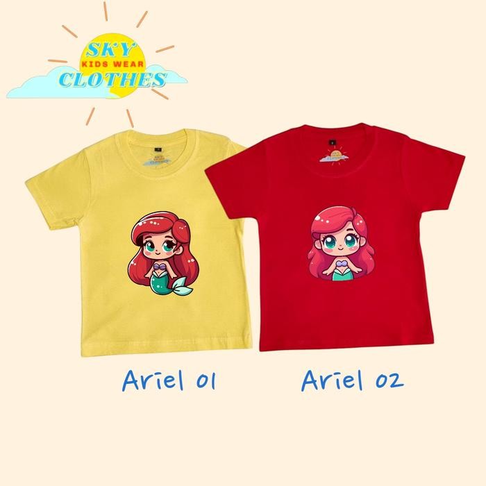 Kaos Anak Ariel Little Mermaid Kaos Princess Ariel Disney - 1-2 tahun, Hitam