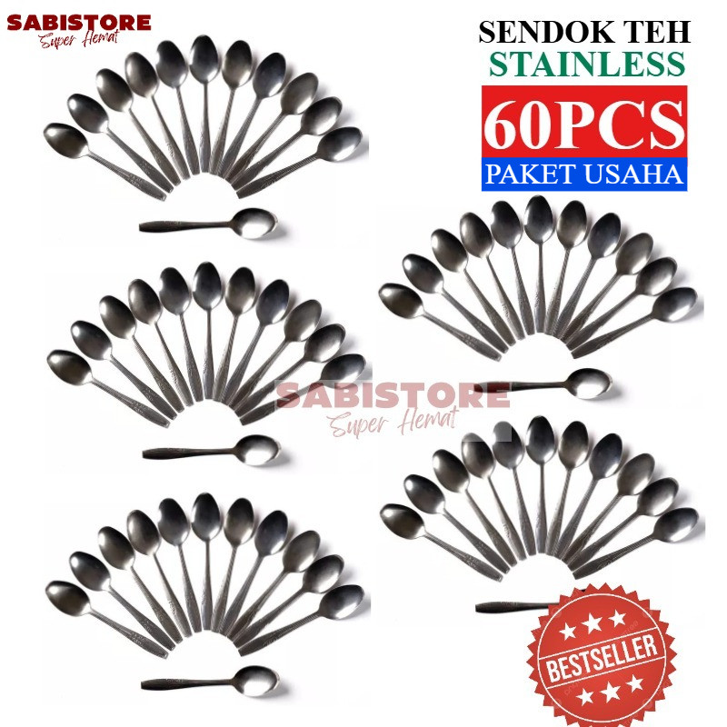 SENDOK TEH STAINLESS Bundling 60pcs Paket Usaha Warung, Giras, Angkringan