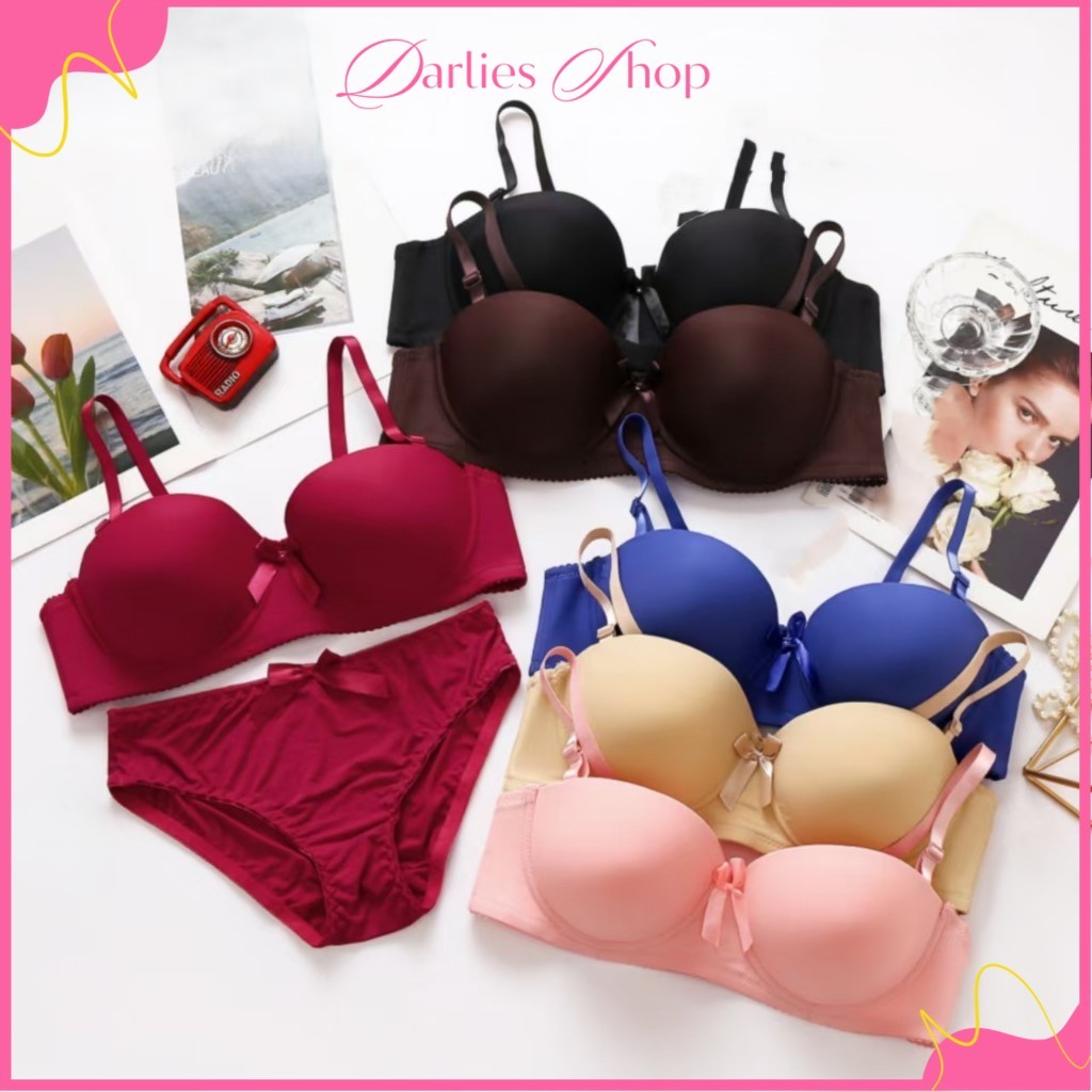 DS Bra Set Motif Polos Berkawat ( Bra + CD ) Wanita Setelan Wanita Premium