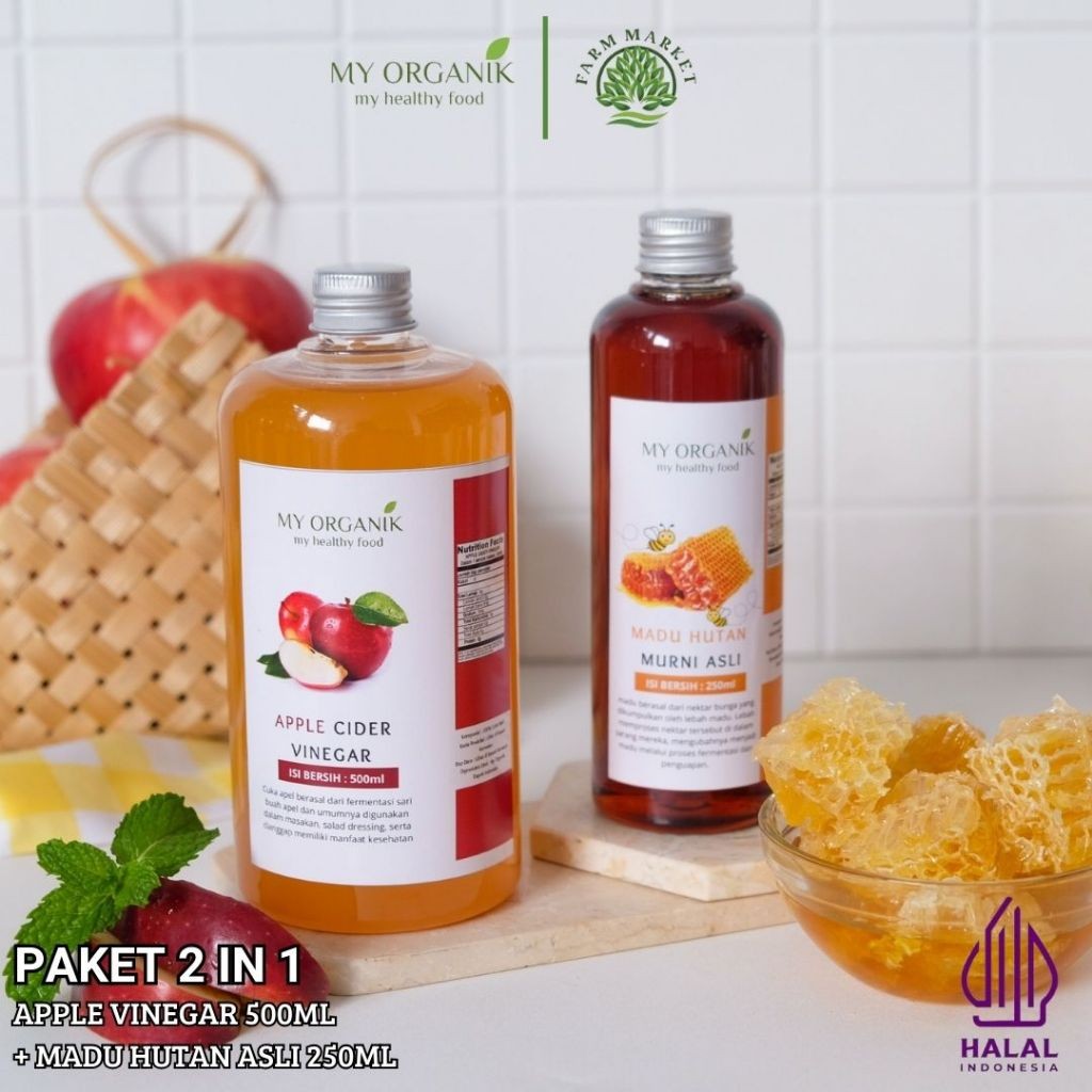 

My Organik Paket 2 in 1 Cuka Apel Madu Kalimantan Asli Premium Pure Original