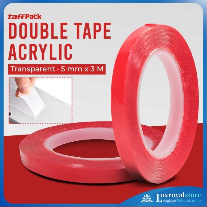 

Perekat Double Tape Acrylic Adhesive Transparent Sticker TaffPACK - Luxroyalstore