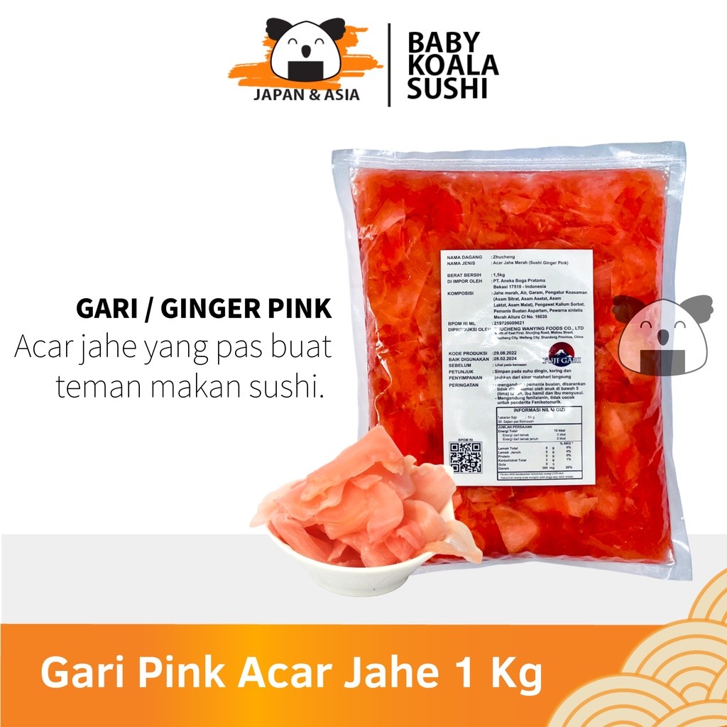 

GARI PINK Acar Jahe Pink Manis 1 Kg Halal │ Gary Import Ginger Pickled for Sushi │ Acar Jahe