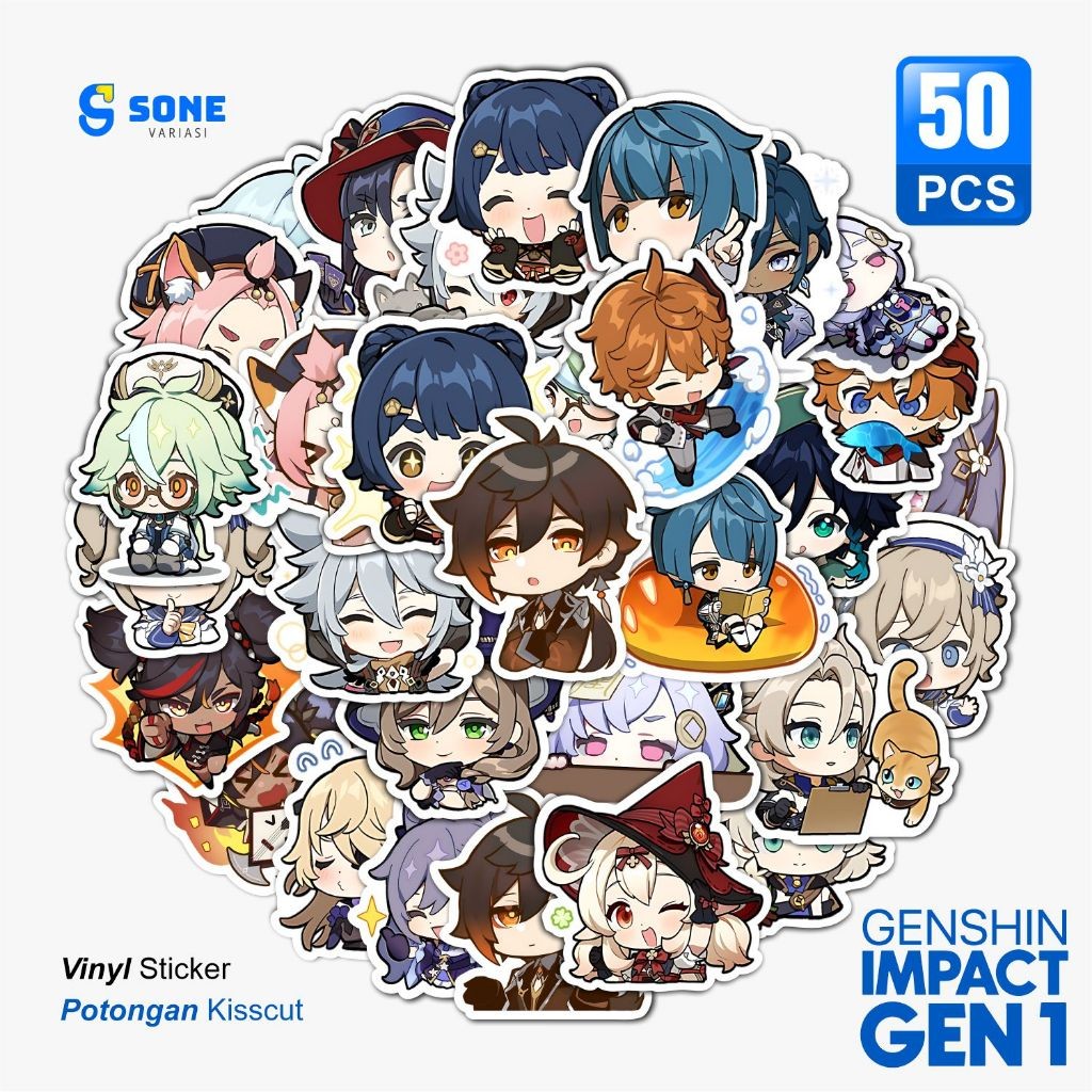 

Sticker Anime Genshin Impact Gen 1-5 Paper Vinyl Dekorasi Laptop Buku Koper Casing Phone