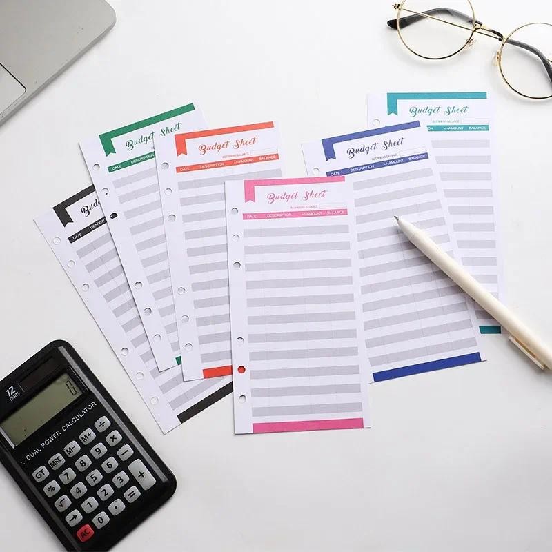 

12pcs A6 Budget Planner Inner Page for Loose Leaf Notebook Filler Paper 6 Holes Binder Financial Management Budget Saving Money