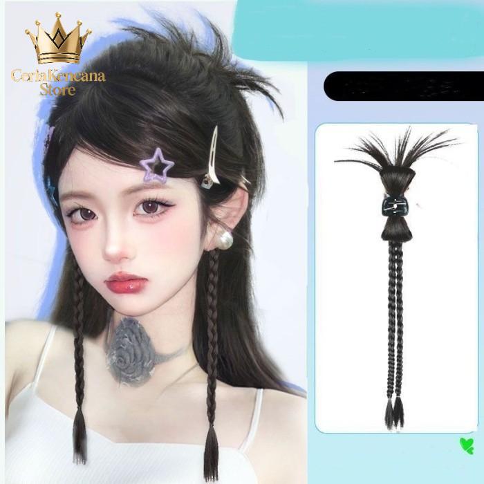 Kuncir Kuda Kepang Ekstensi Rambut Ekor Kuda Jepit Rambut Panjang