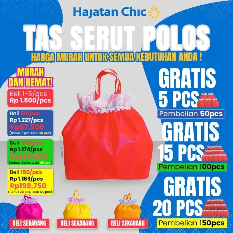 Hajatan Chic - Tas Serut Polos Grosir - Harga Murah Bonus Melimpah untuk Acara dan Kebutuhan Sehari-
